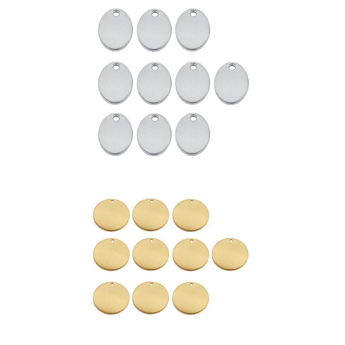 20 Pieces Mixed Metal Flat Circle Blank Coin Stamping Charms Tag Pendants