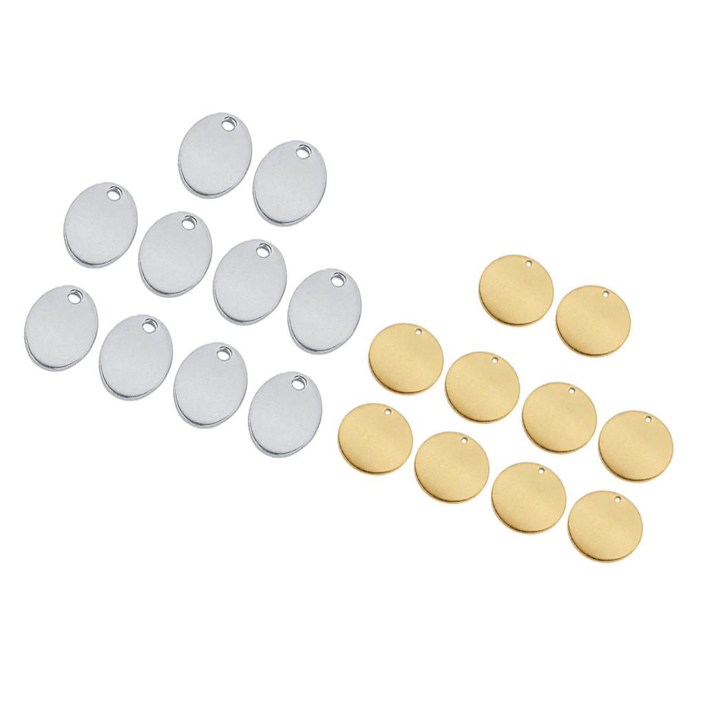 20 Pieces Mixed Metal Flat Circle Blank Coin Stamping Charms Tag Pendants