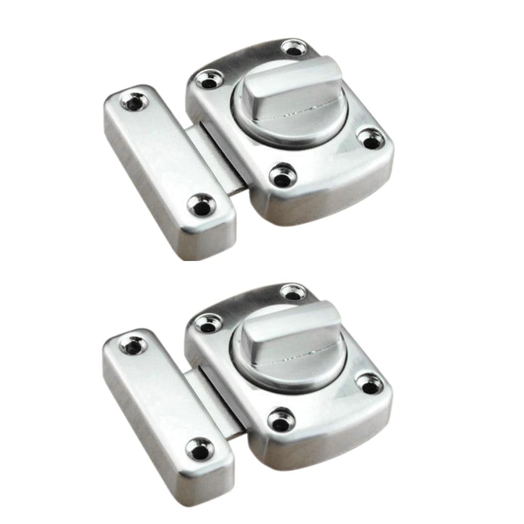 2Pcs Door Turn Bolt Locks Silver Stainless Steel Toilet Privacy Latches