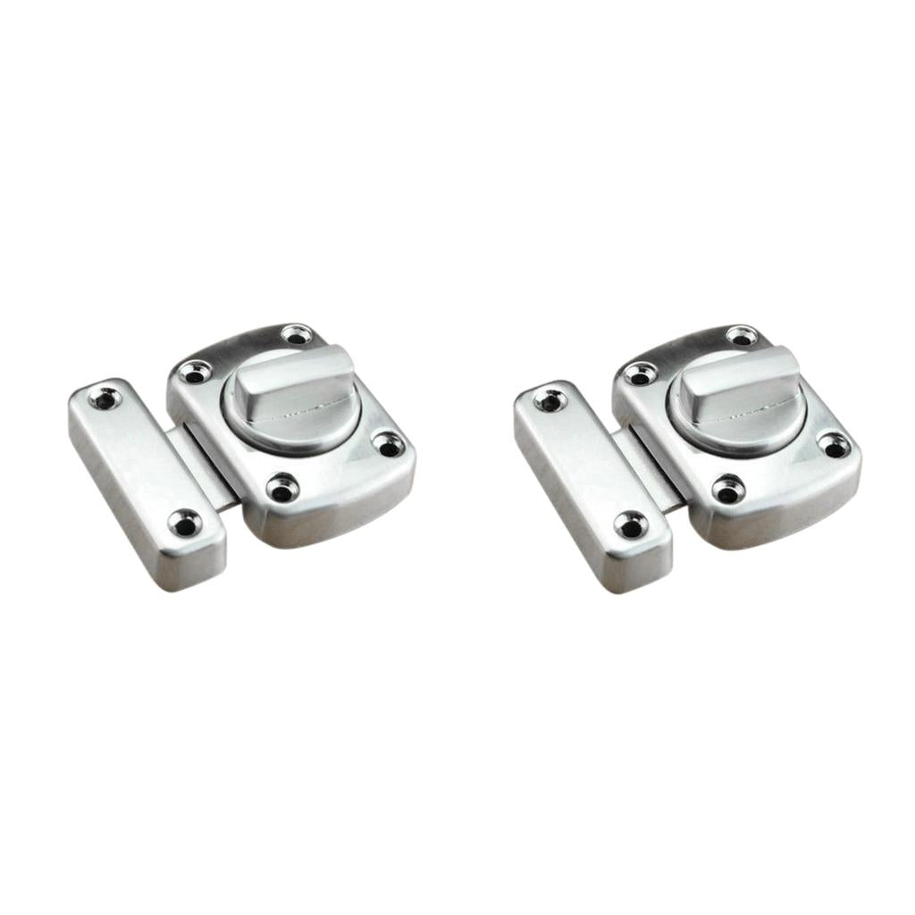 2Pcs Door Turn Bolt Locks Silver Stainless Steel Toilet Privacy Latches