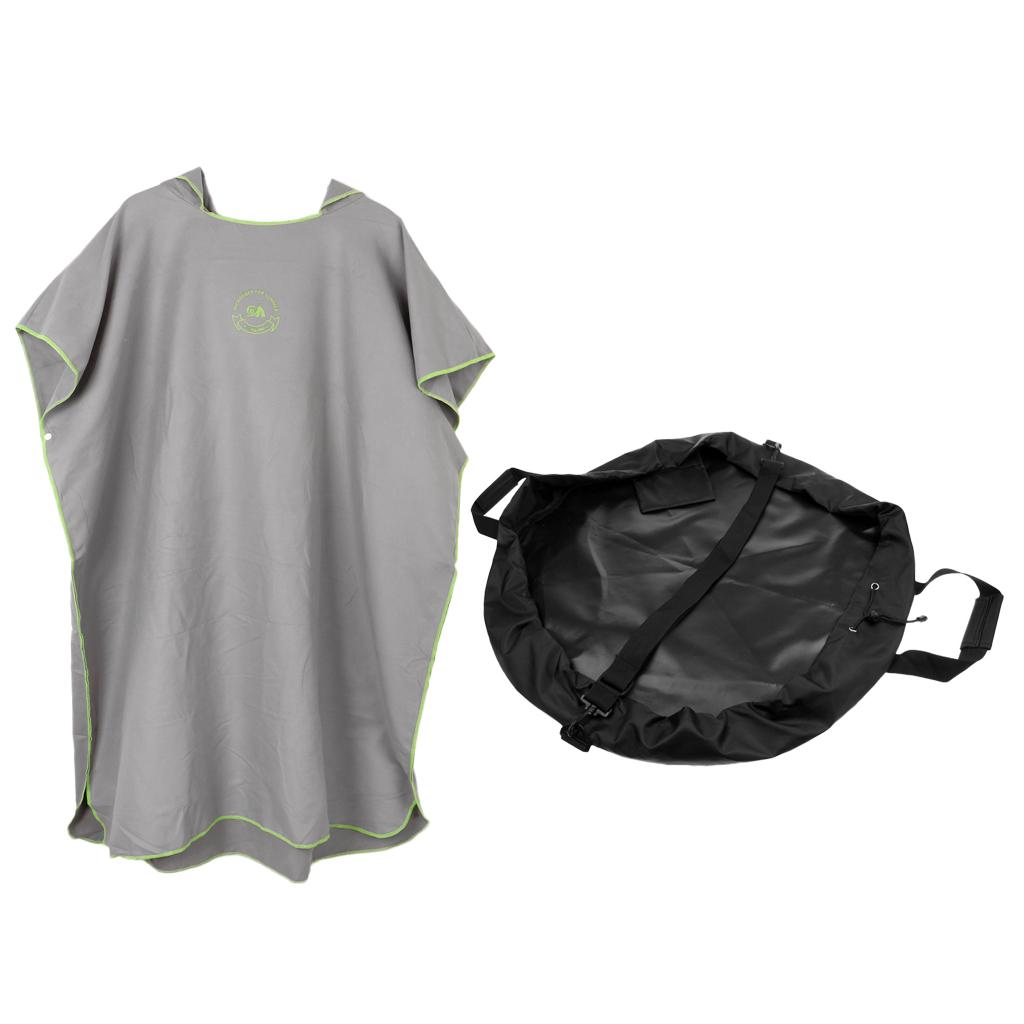 Adult Surf Beach Hood Poncho Wetsuit Changing Robe & Changing Mat Gray