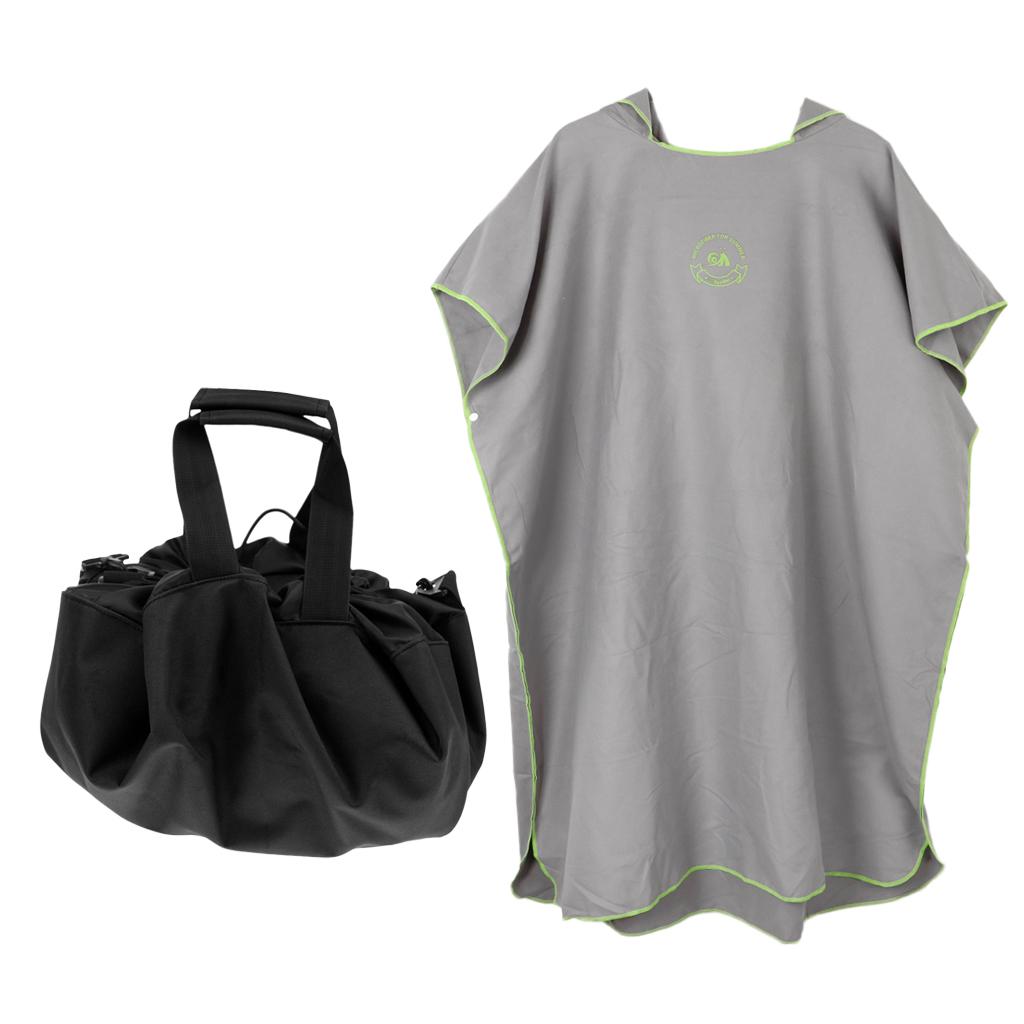 Adult Surf Beach Hood Poncho Wetsuit Changing Robe & Changing Mat Gray