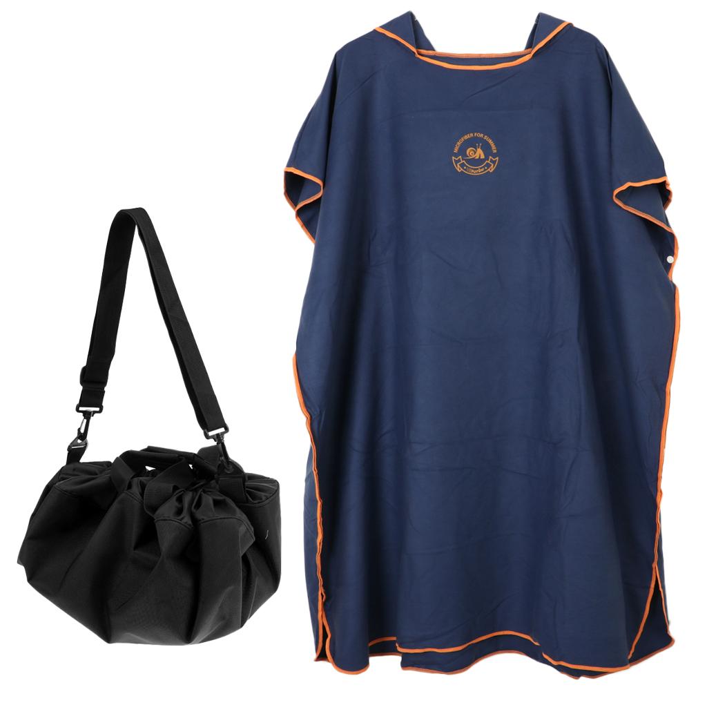 Adult Surf Beach Hood Poncho Wetsuit Changing Robe & Changing Mat Navy Blue