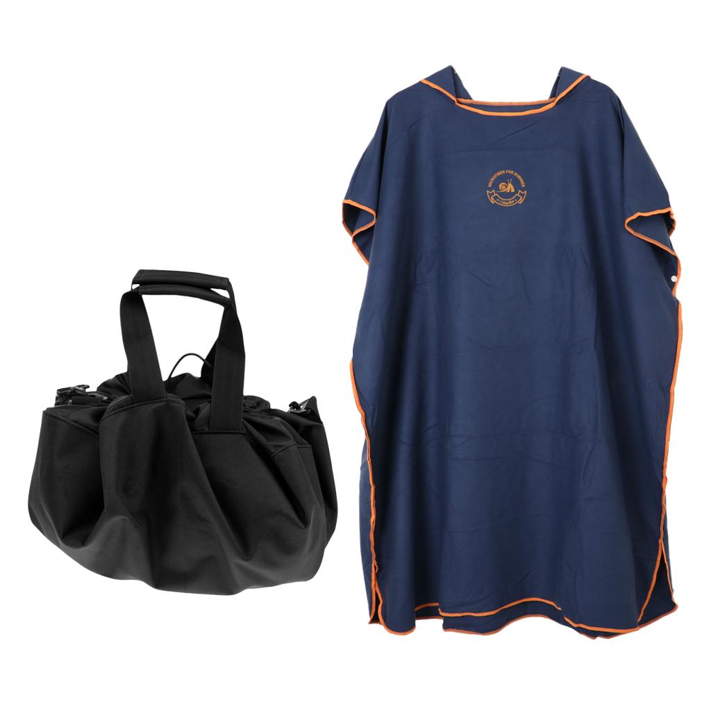Adult Surf Beach Hood Poncho Wetsuit Changing Robe & Changing Mat Navy Blue