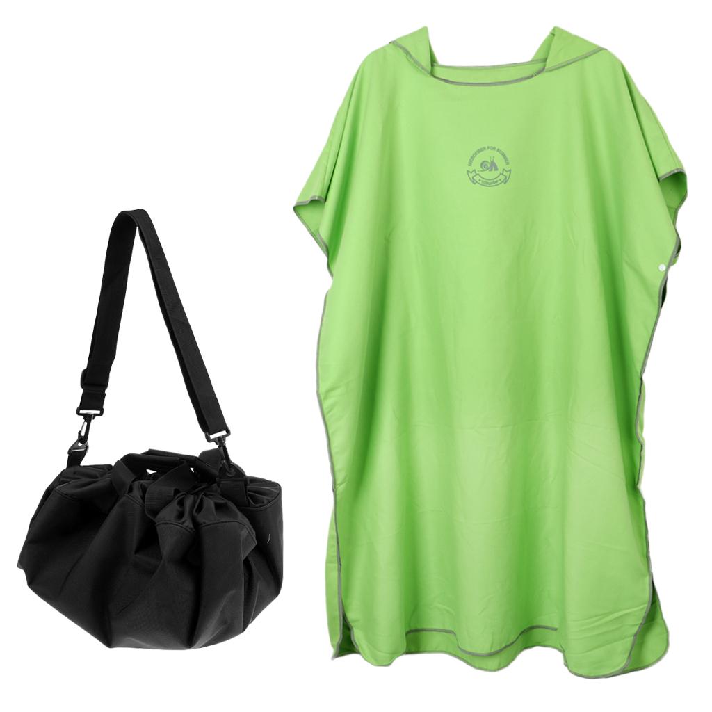 Adult Surf Beach Hood Poncho Wetsuit Changing Robe & Changing Mat Green