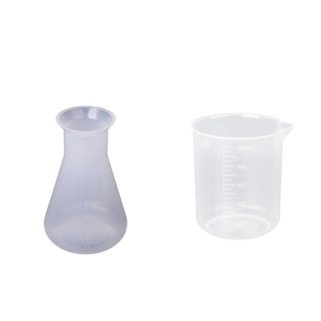 250ml Conical Flask Bottle & 500ml Graduated Beaker Measuring Lab Supply