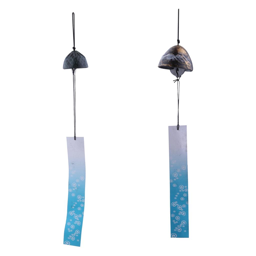2pcs Japanese Furin Wind Chime Cast Iron Iwachu Bells Bronze & Dark Green