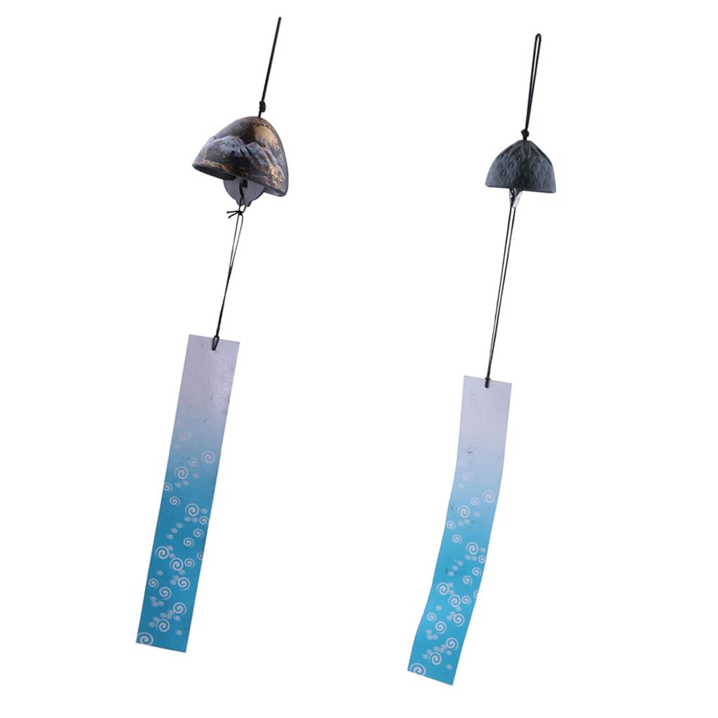 2pcs Japanese Furin Wind Chime Cast Iron Iwachu Bells Bronze & Dark Green