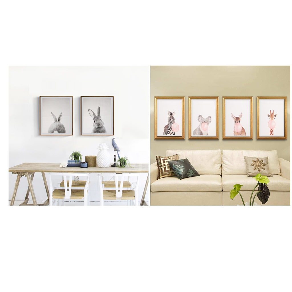 6 Panels Canvas Oil Paintings Wall Decor Cute Animal Art Pictures