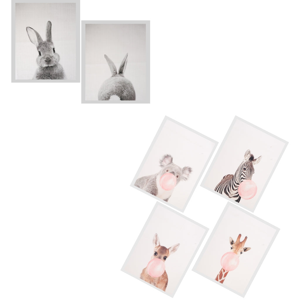 6 Panels Canvas Oil Paintings Wall Decor Cute Animal Art Pictures
