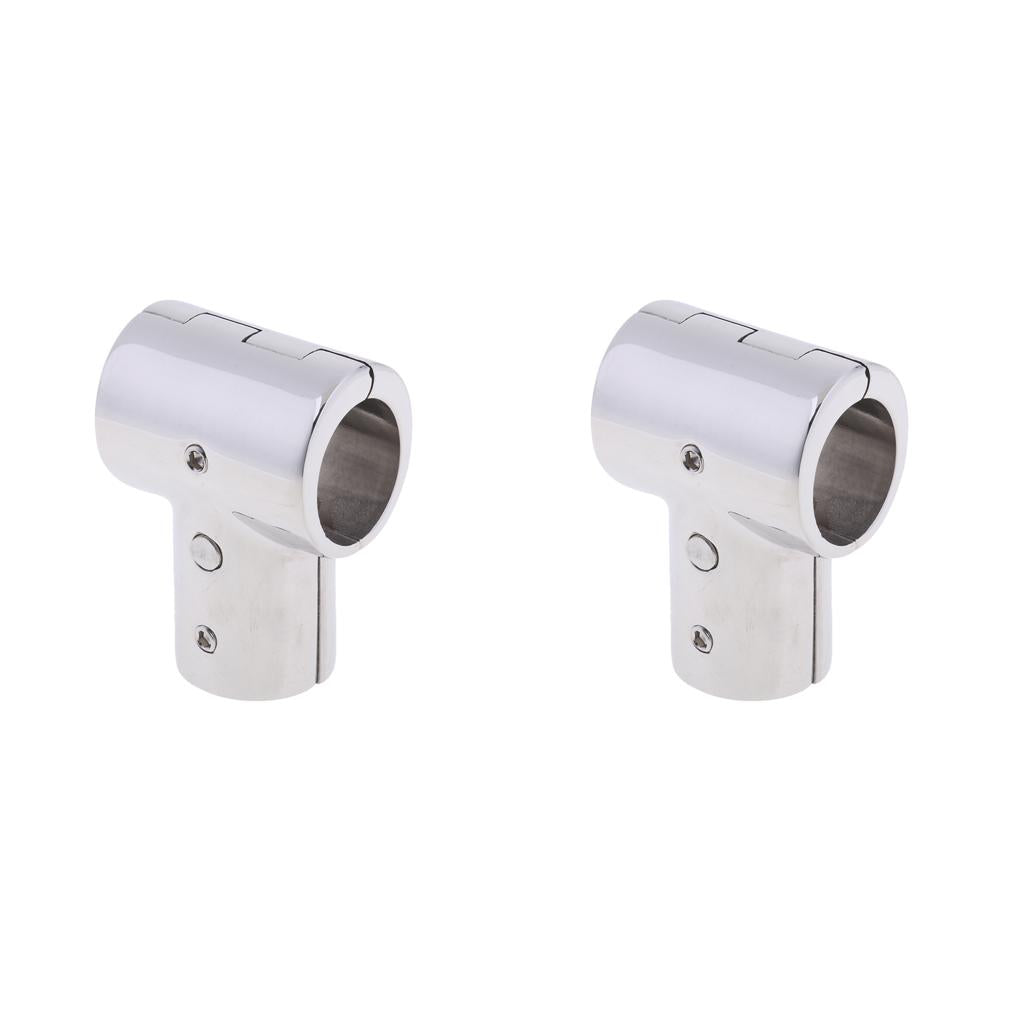 2Pcs 25mm Boat Handrail Fitting 90 Degree Tee 3 Way - 316 Stainless Steel