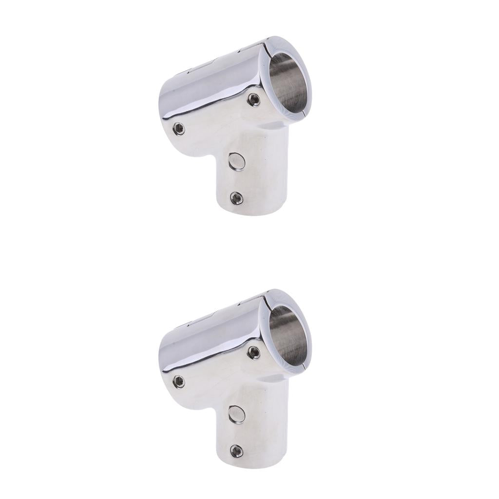 2Pcs 22mm Boat Handrail Fitting 60 Degree Tee 3 Way - 316 Stainless Steel