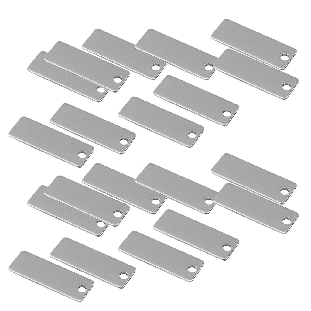 20 Pieces Metal Rectangle Shape Blank Stamping Charms Tags Necklace Pendants