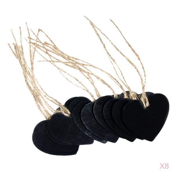 80 Pieces Wooden Heart Hanging Chalkboard Memo Message Blackboard Wedding