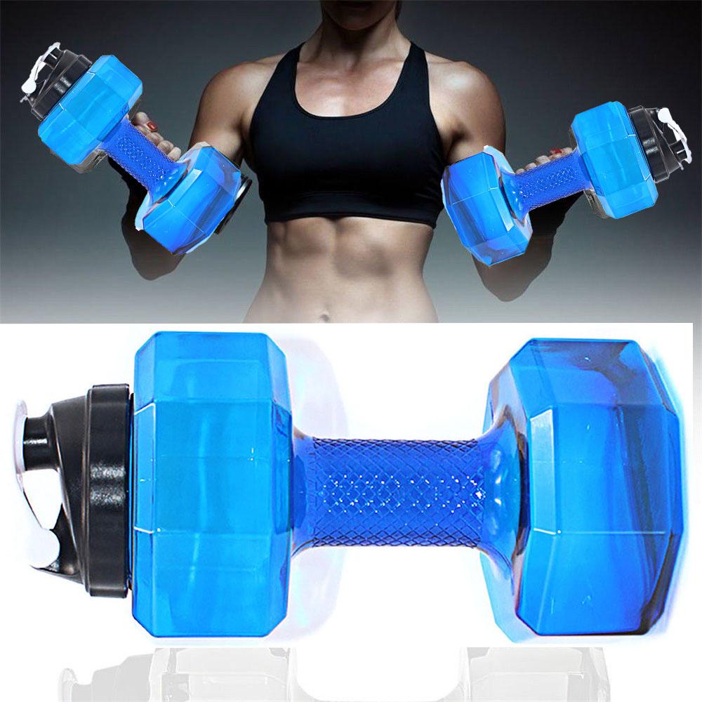 2pcs 2.2L Dumbbell Transparent Sport Cup Exercise Water Bottle Fitness Gym
