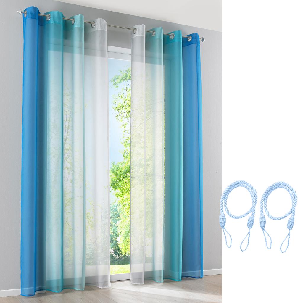 2 Pcs Voile Sheer Window Curtain Panel Total Width 280cm Size XL