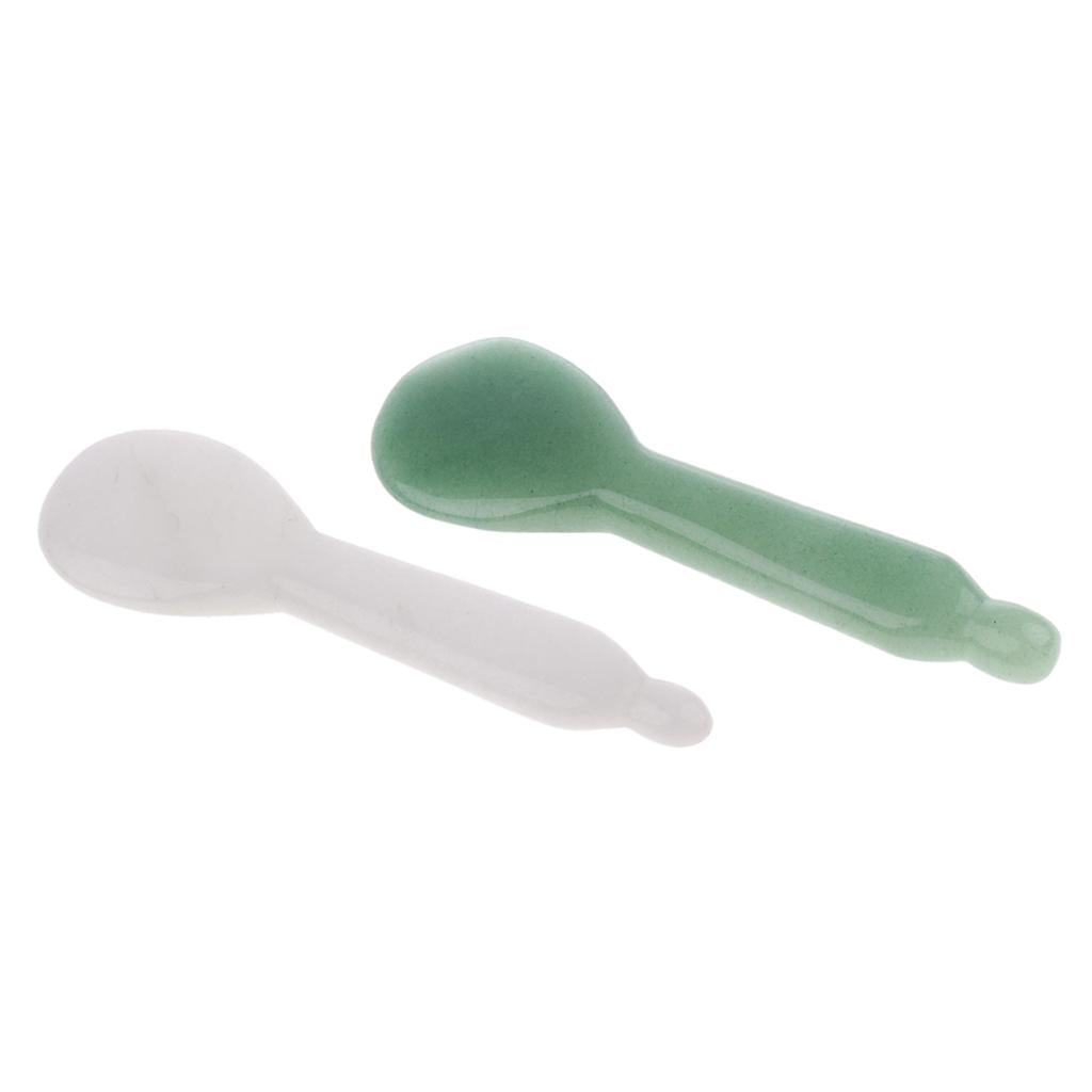 2 Pieces Jade Stone Guasha Board Chinese Gua Sha Scraping Face Massage Tool