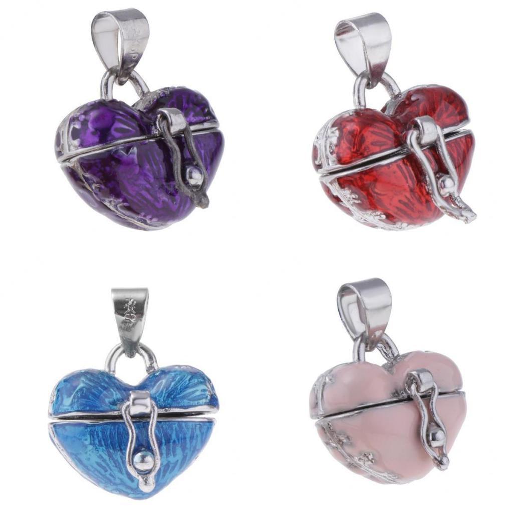 4 Pieces Locket Heart Cremation Keepsake Urn Pendant Human Pet Memorial