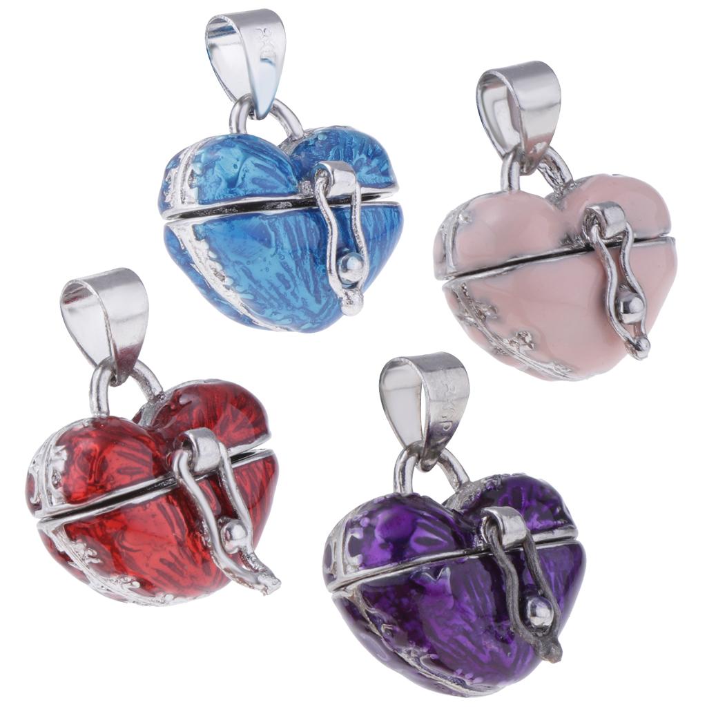 4 Pieces Locket Heart Cremation Keepsake Urn Pendant Human Pet Memorial