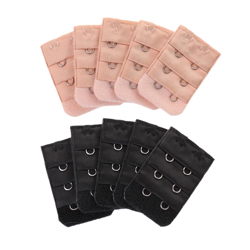 Bra back band extension buckles for Women Black+Beige