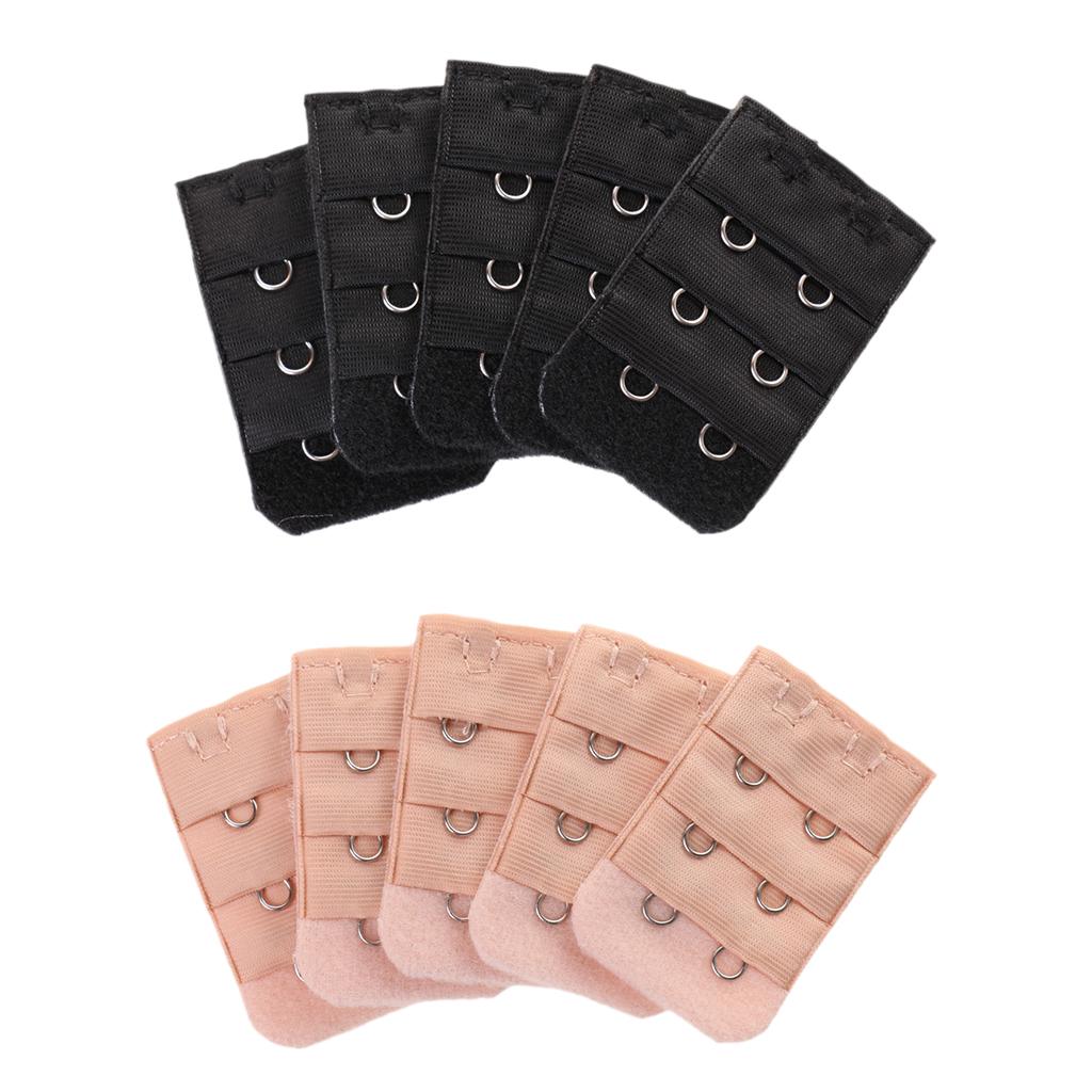 Bra back band extension buckles for Women Black+Beige
