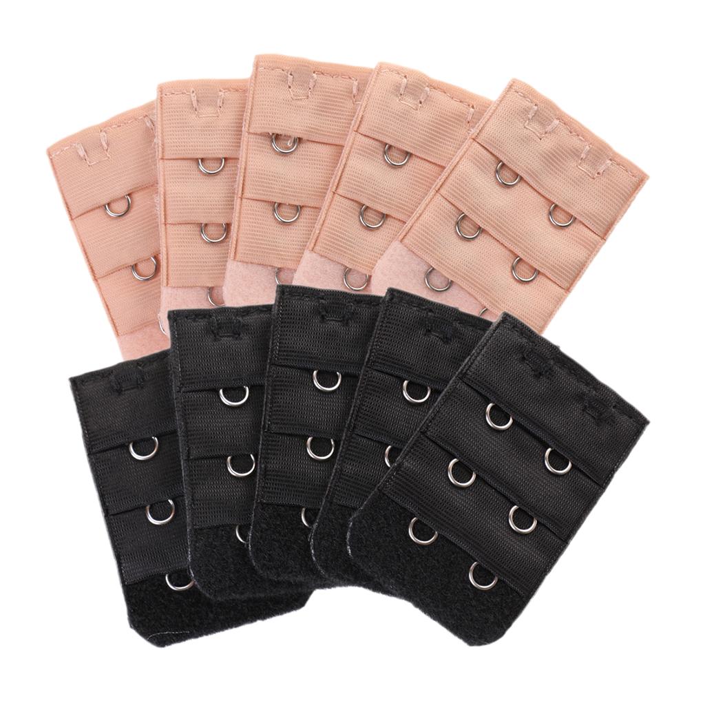 Bra back band extension buckles for Women Black+Beige