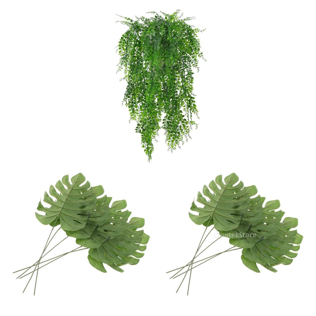 7Pcs Artificial Weeping Ivy Vine Monstera Leaves Hanging Decor