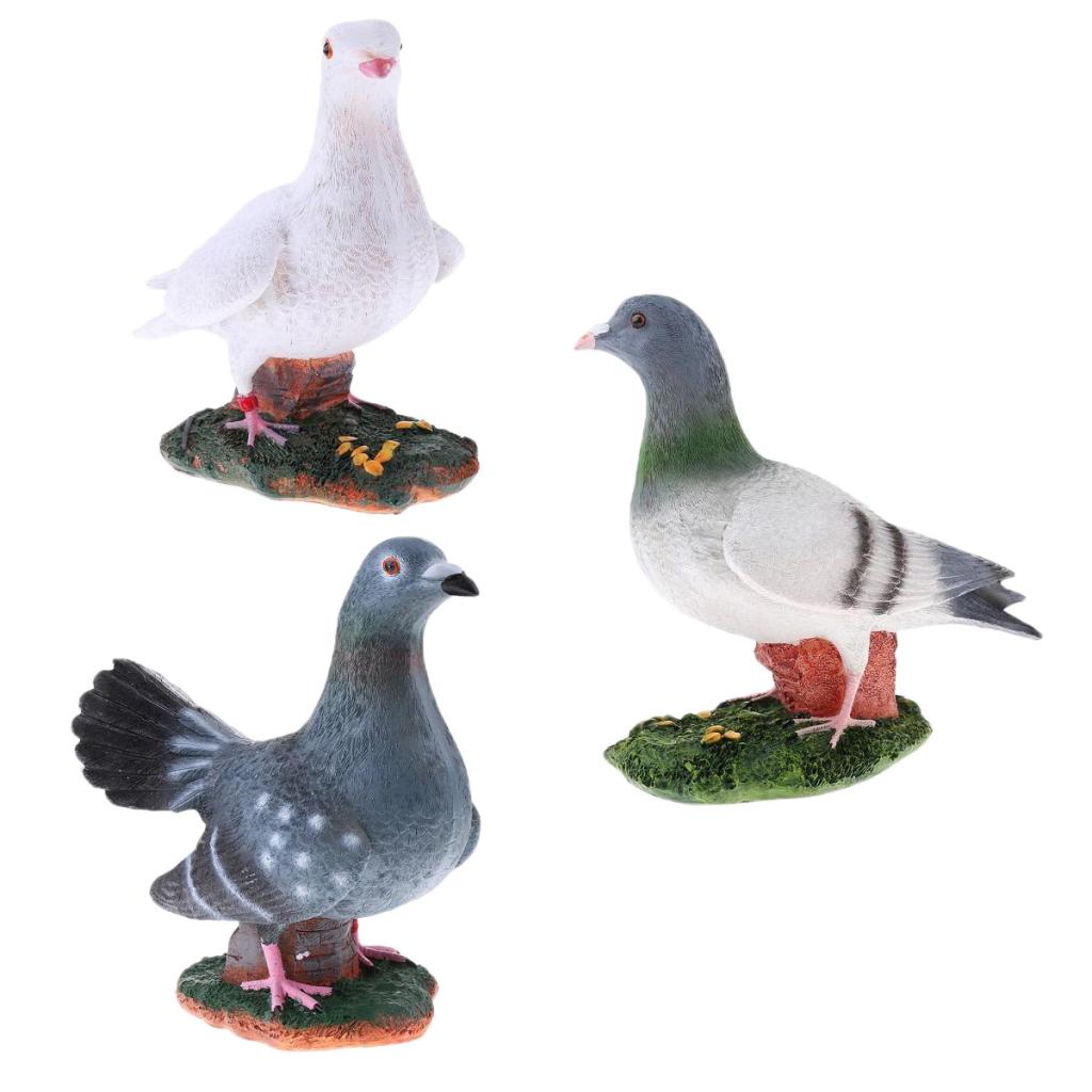 3Pcs Animal Garden Sculpture Resin Dove Home Craft Ornament Dove Decor