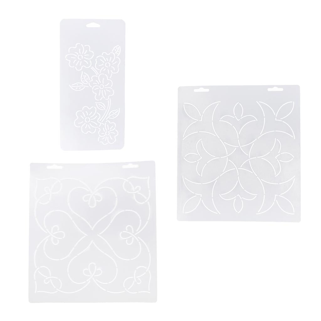 3 x Plasitc Quilting Template Stencils for Embroidery Patchwork Sewing Craft