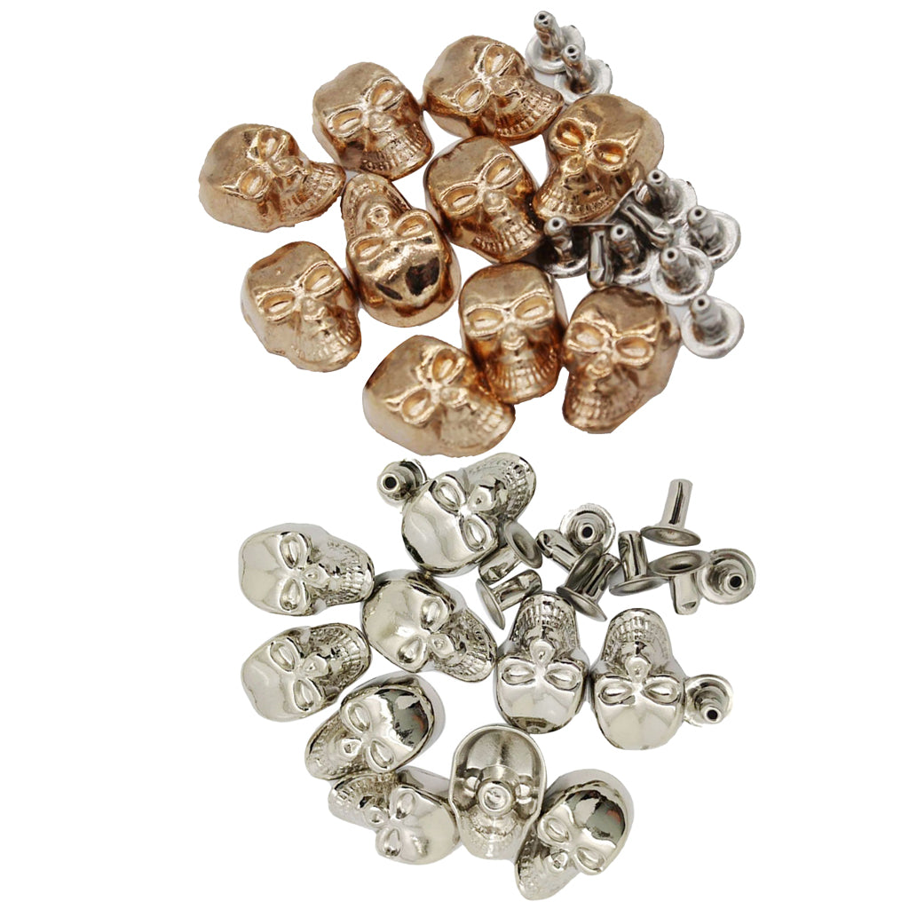 20 Sets Skull Studs Rivets Punk Rock DIY Spikes Shoes Bags Decor