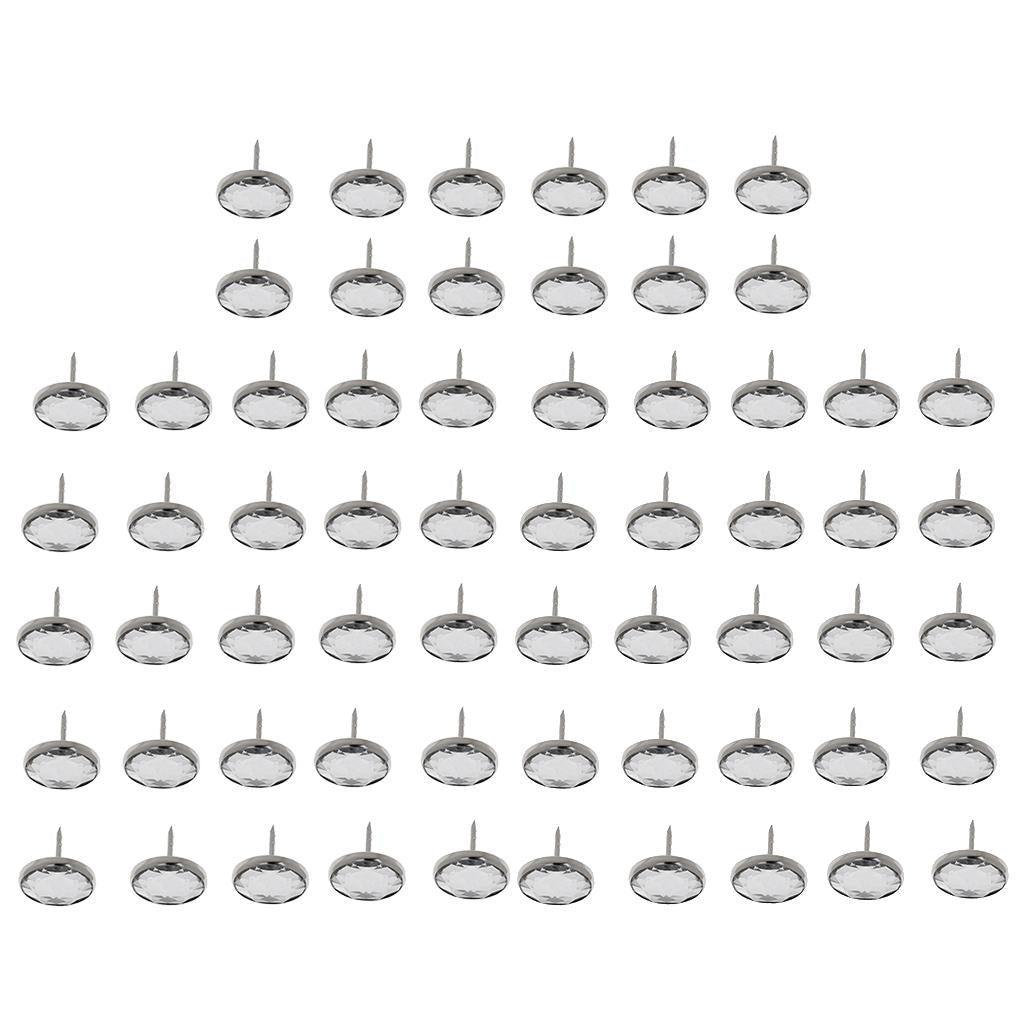 50pcs Crystal Sofa Headboard Buttons Upholstery Decoration Silver 20/22mm