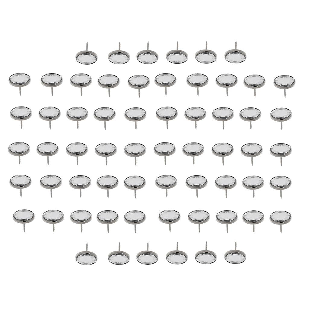 50pcs Crystal Sofa Headboard Buttons Upholstery Decoration Silver 20/22mm