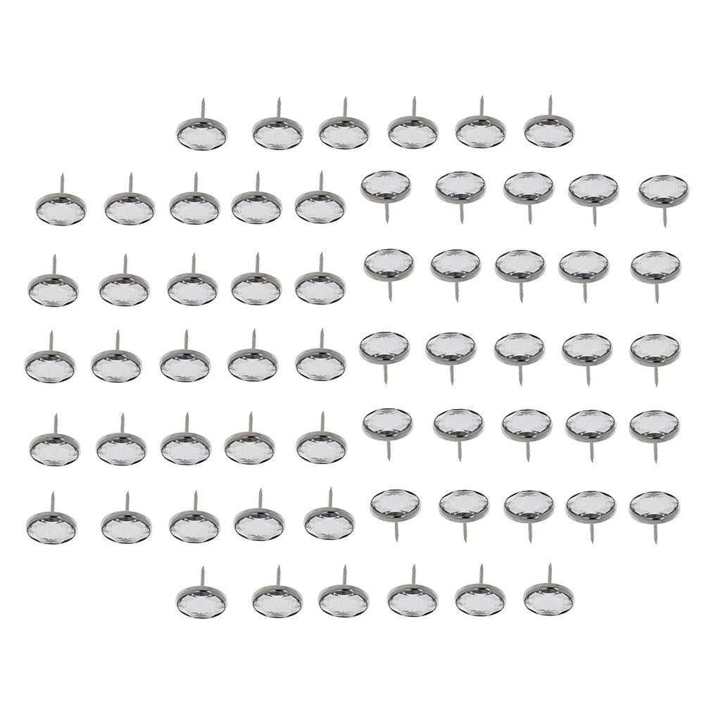 50pcs Crystal Sofa Headboard Buttons Upholstery Decoration Silver 20/22mm
