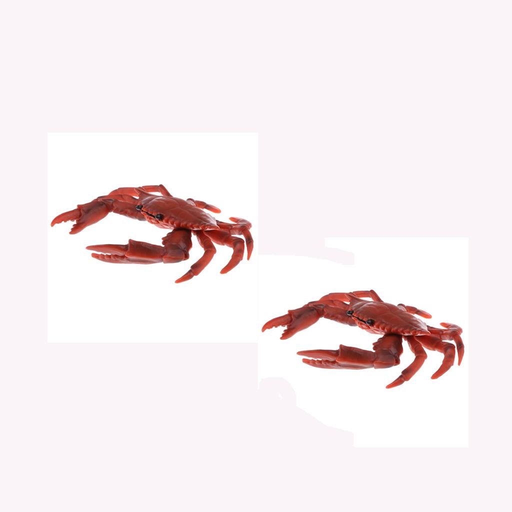 2pcs Simulation Animal Model Figure Toys Figurine Home Decor Red Crab