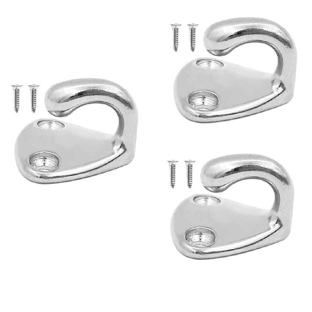 3pcs Marine Grade Stainless Steel Boat Hook Coat and Hat Hook Wall Mount
