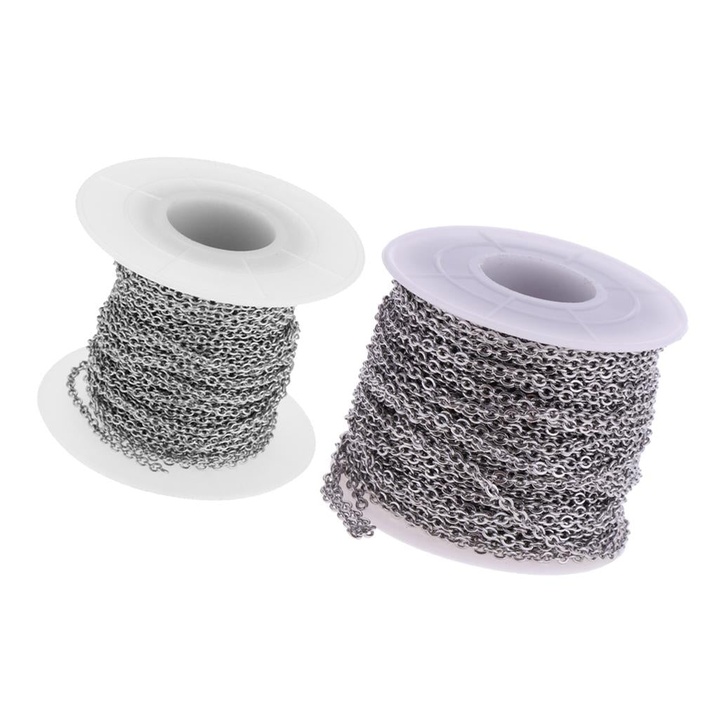 2 Roll Stainless Steel Cable Chain DIY Jewelry Necklace Bracelet Findings