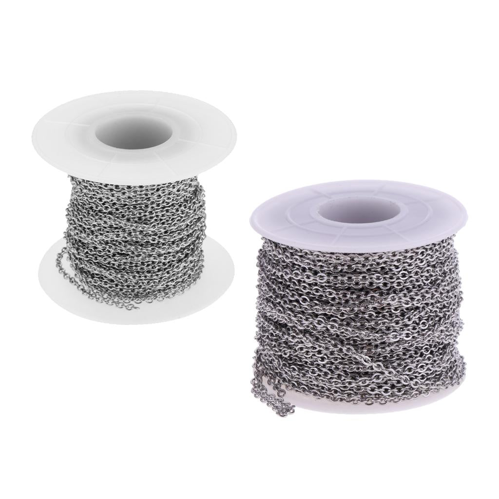 2 Roll Stainless Steel Cable Chain DIY Jewelry Necklace Bracelet Findings