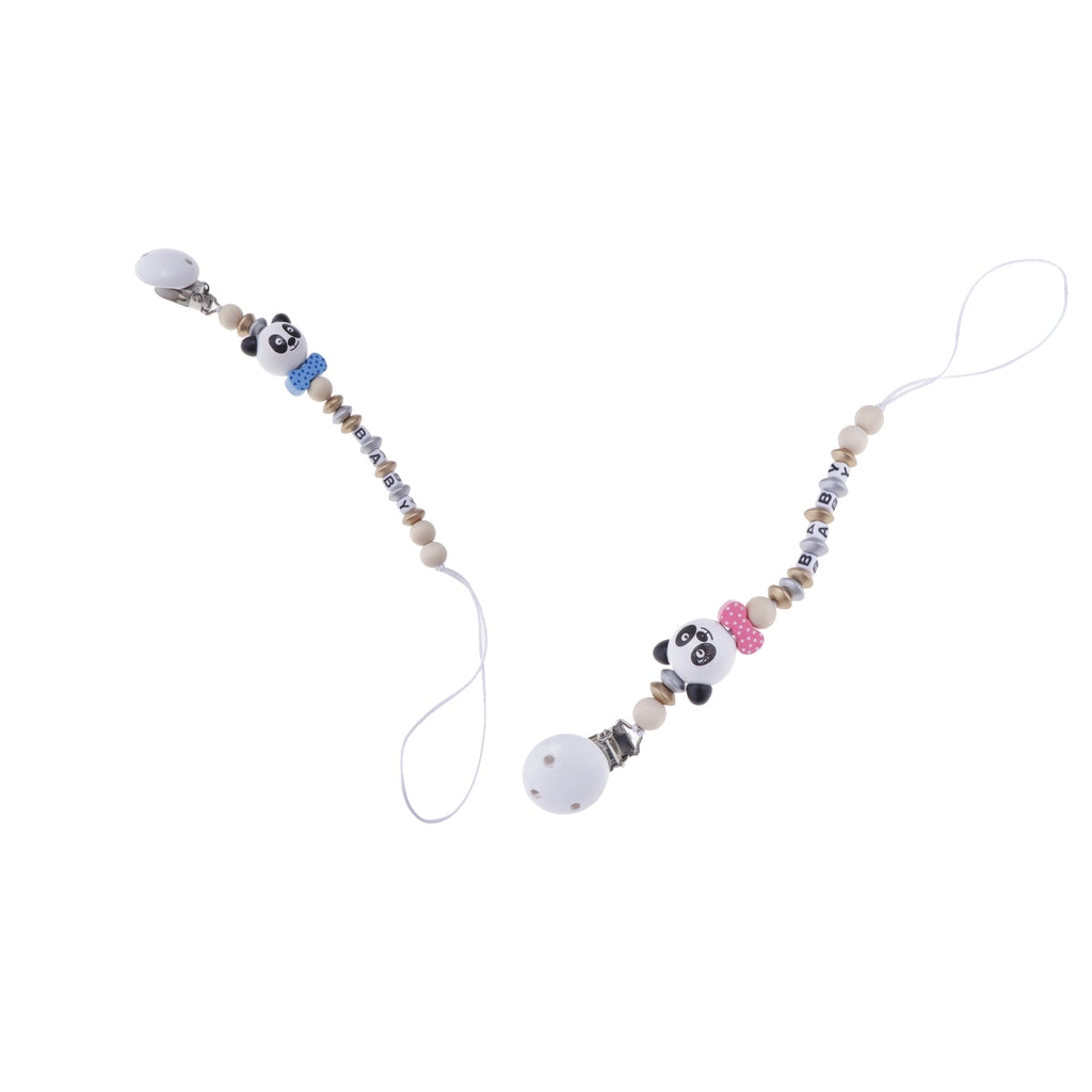 2 Pieces Baby Cartoon Chain Letter Chain Wooden Teething Pacifier Holder