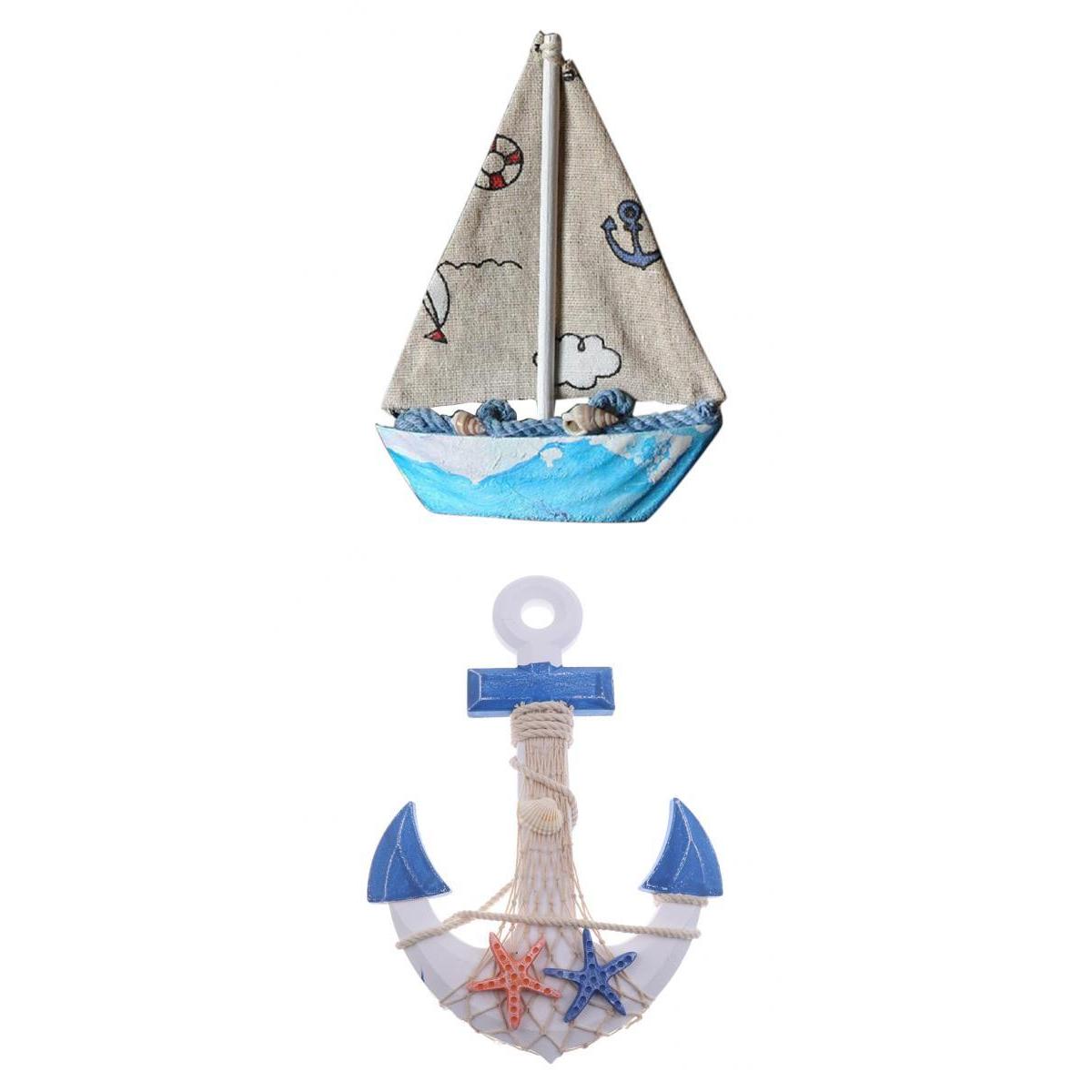 2Pcs Mediterranean Nautical Tropical Fishing Net Sailing Decor Ornament