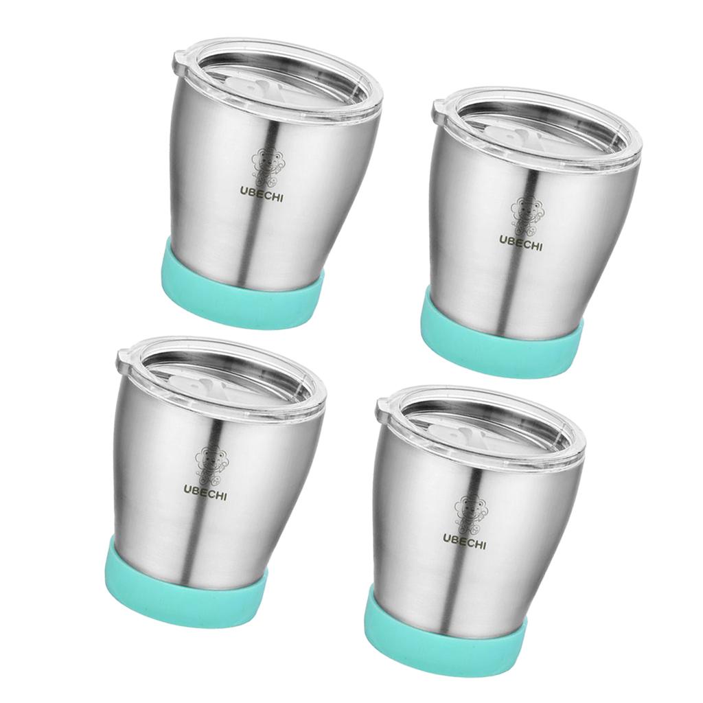 4pcs 300 ML Stainless Steel Cup Outdoor Coffee Tea Water Drinks Mug Green