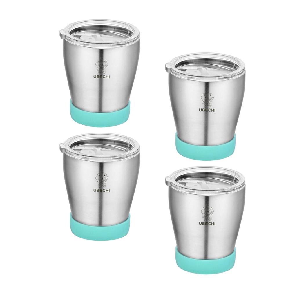 4pcs 300 ML Stainless Steel Cup Outdoor Coffee Tea Water Drinks Mug Green