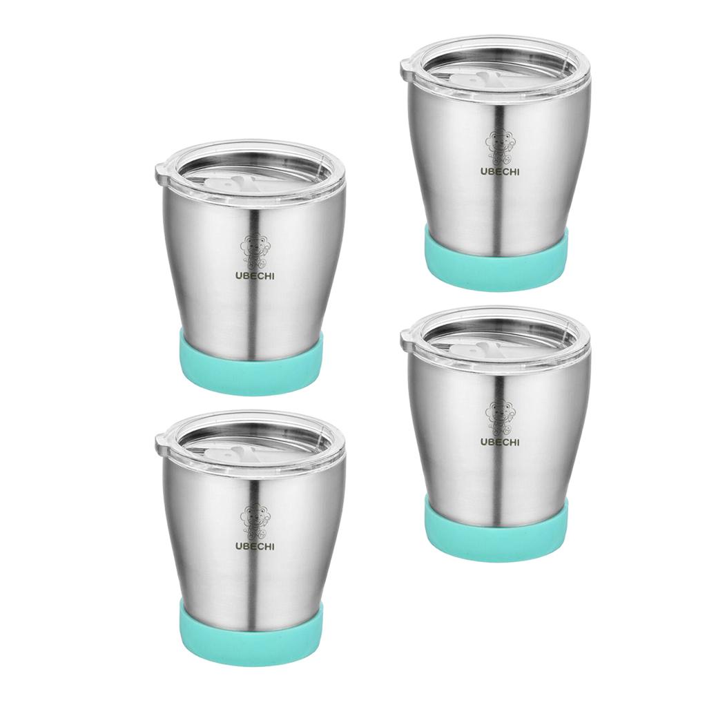 4pcs 300 ML Stainless Steel Cup Outdoor Coffee Tea Water Drinks Mug Green