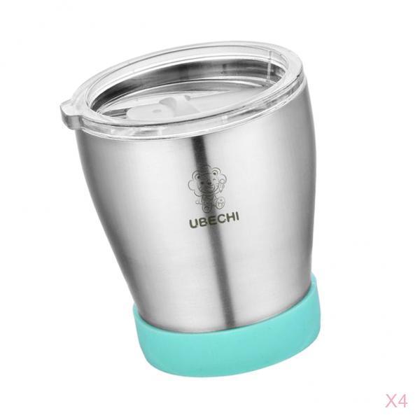 4pcs 300 ML Stainless Steel Cup Outdoor Coffee Tea Water Drinks Mug Green