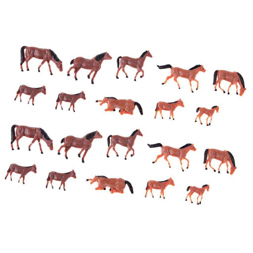 20 Pieces 1/87 HO Scale Painted Farm Animals Model Horse Train Layout Farm