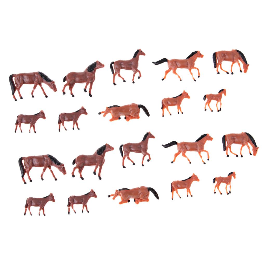 20 Pieces 1/87 HO Scale Painted Farm Animals Model Horse Train Layout Farm