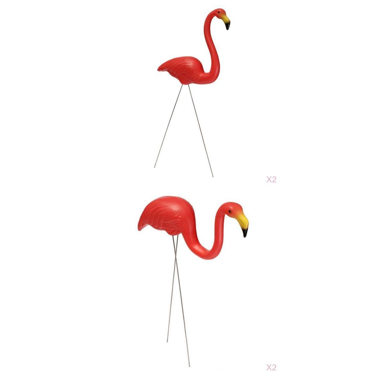 4Pcs Red Looking Plastic Flamingo Yard Garden Lawn Art Ornaments Decorations