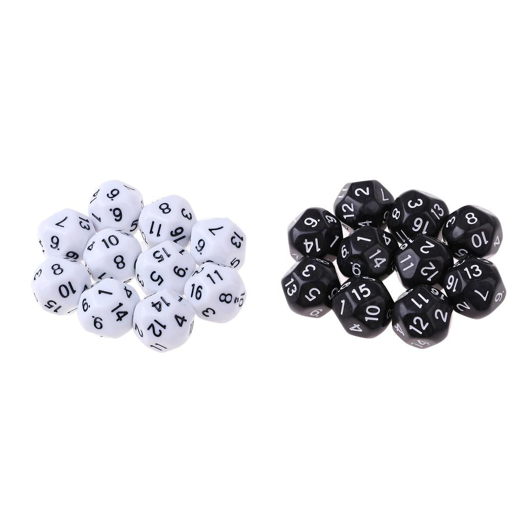 20pcs 16 Sided D16 14mm Acrylic Opaque Dices for Role Playing Game RPG Dice