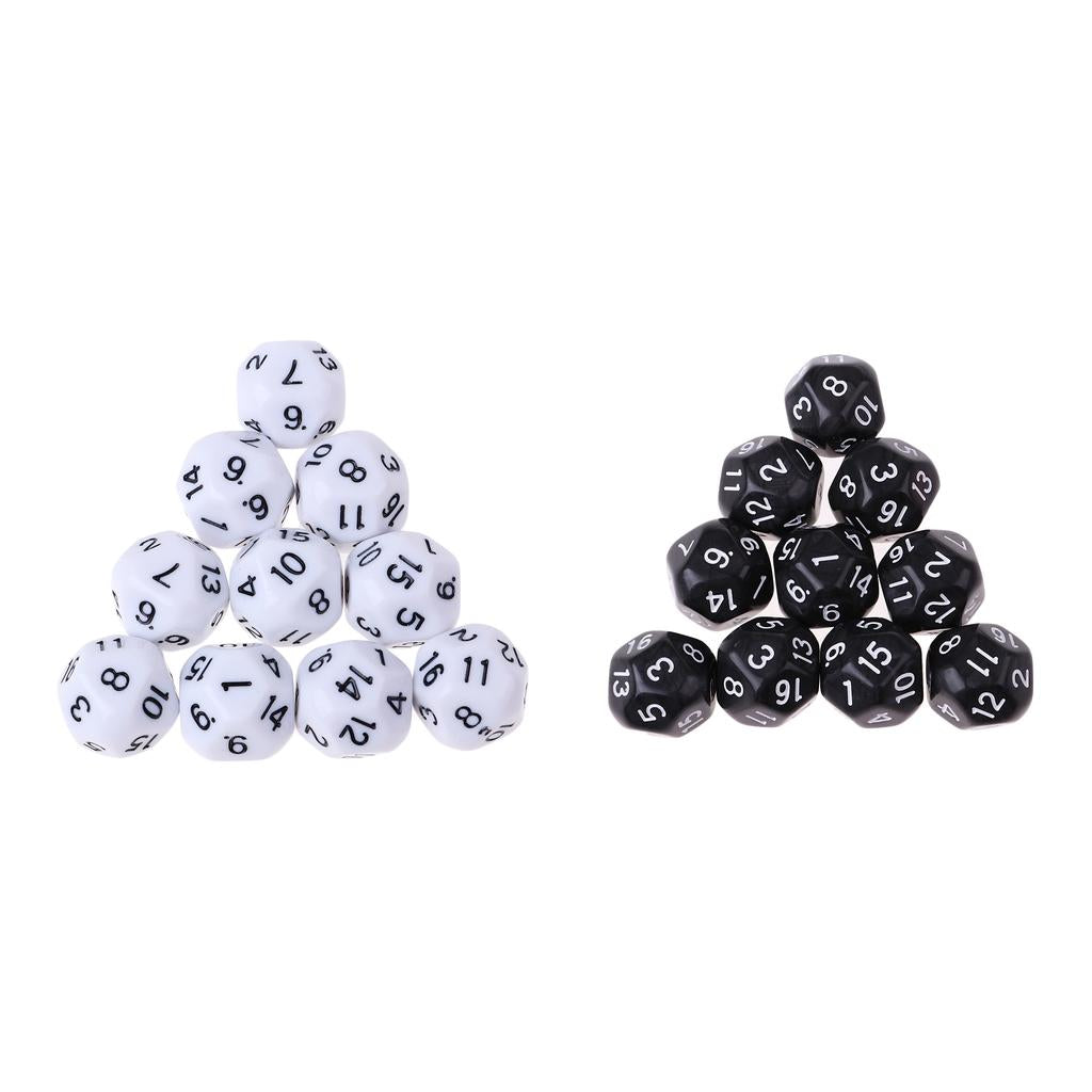 20pcs 16 Sided D16 14mm Acrylic Opaque Dices for Role Playing Game RPG Dice