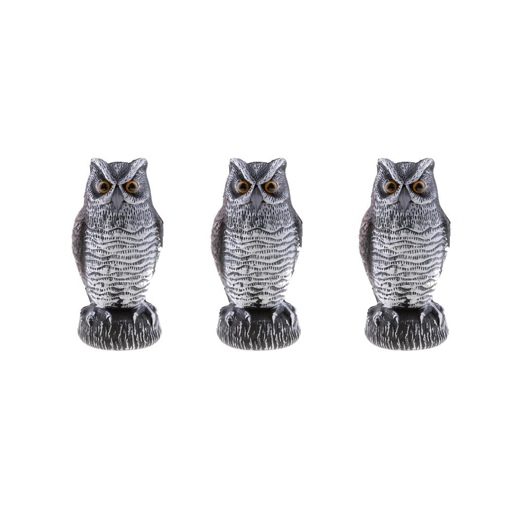 3Pcs Owl Falcon Decoy Statue Yard Garden Crow Scarecrow Outdoor Deterrent