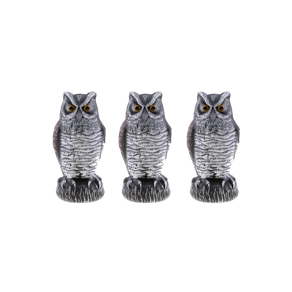 3Pcs Owl Falcon Decoy Statue Yard Garden Crow Scarecrow Outdoor Deterrent